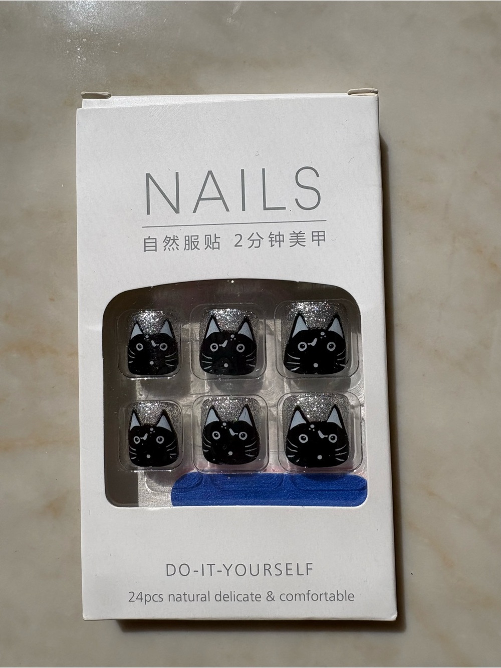 Halloween Black Cat Toe Nail press on - Black & Silver